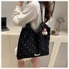 Simple Flower Pattern Women Casual Drawstring Shoulder Bag With Pendant For City Commuting
