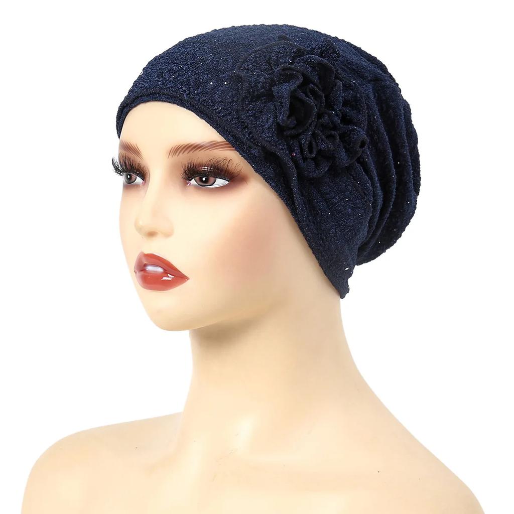 2025 New Muslim Fashion Flowers Turban Cap Women Hijab Islamic Chemo Cap Head Scarf Ladies Head Wrap Cover Hijab Scarf
