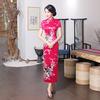 Manufacturer's New Spring and Summer Improved Cheongsam Dress Long Silk and Satin Printing Daily Banquet Women's Performance Clothes