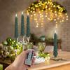 4 Pcs Christmas Tree Flameless Taper Candles Green LED Candlestick with 3D Flickering Flame for Xmas Home Decor