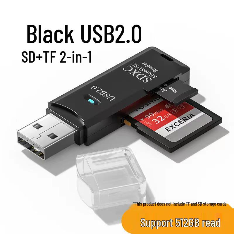3.0 High-Speed 2-in-1 Card Reader for TF/SD Cards - Compatible with Cameras, Computers, Cars, and Laptops