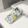 Botanical Blue Bird Lemon Blueberry Floral Art Film Aesthetic Protective Shockproof Bumper Phone Case Cover For iPhone 14 15 16 17 Pro Max Plus