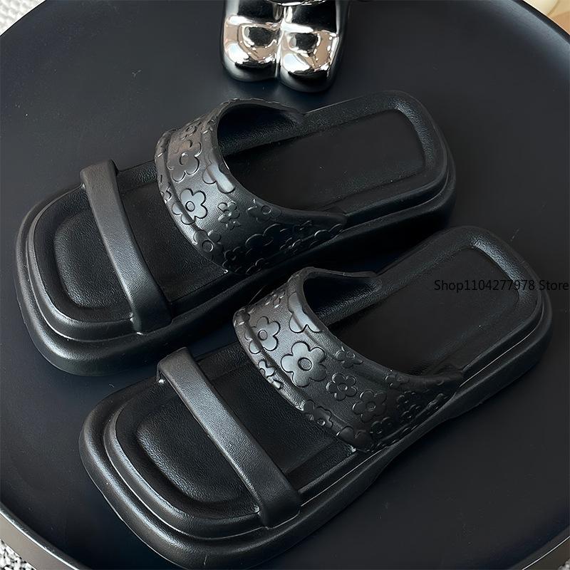 Módní bonbónově barevné dopaminové pantofle platformové klínky sandály dámské vodotěsné silná podrážka plážové nazouváky žena měkké Eva pantofle žabky