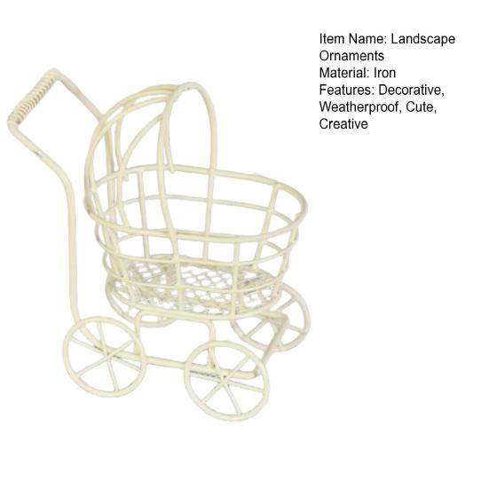 Stroller Shape Micro Landscape Ornaments, Weather-Resistant Baby Carriage Garden Decorations, Cute Decorative Miniature Chair for Outdoor Courtyard