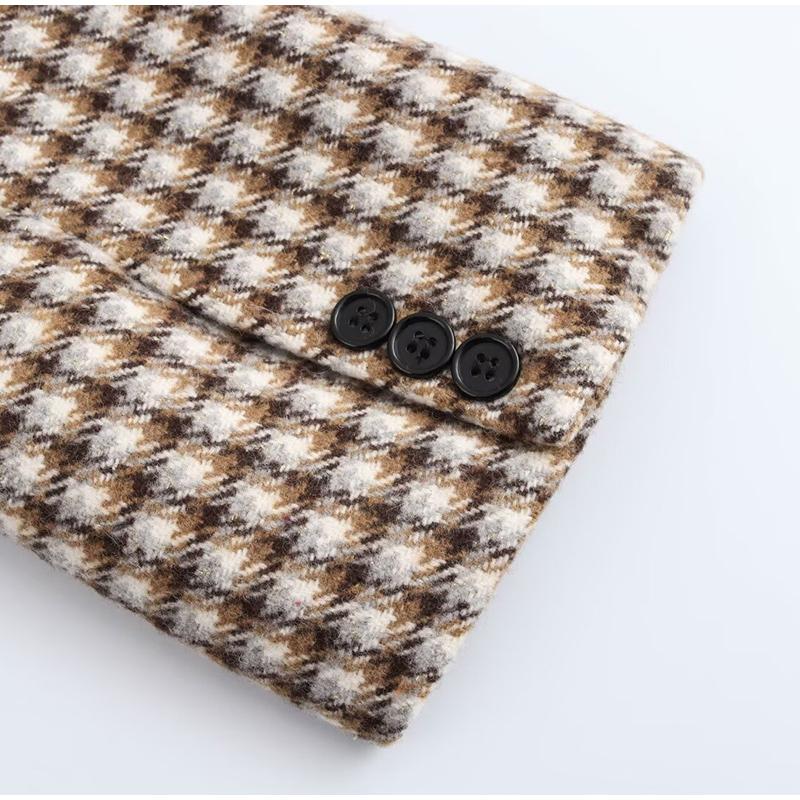 Fashion Plaid Overcoats Women Loose Lapel Button Long Sleeve Lady Coat Elegant Autumn Winter Fashion Female Outerwear