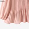 ZANZEA Women Casual Round Neck Solid Color Loose Long Sleeve Blouse
