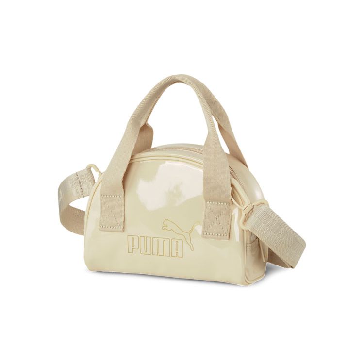 Puma Gold Foil Logo Solid Color Detachable Shoulder Strap Polyester And Polyurethane Mini Handheld Crossbody Shoulder Bag Women bags 078216-02 Quicksand