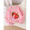 European sizes Kids' Crewneck Sweatshirt | Strawberry Floral Sparkle Pattern, , Sportswear and Casual Wear, Soft and Comfortable, Clothing, Teenagers