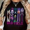Villain Kruela Deville Ursula Malificent Villainous Girl Isma Full Body Printed Tshirt Black and White Machine Unisex Women