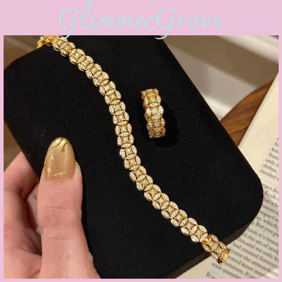 Geometric Zircon Copper Coin Bracelet For Women Gift Gift Giving