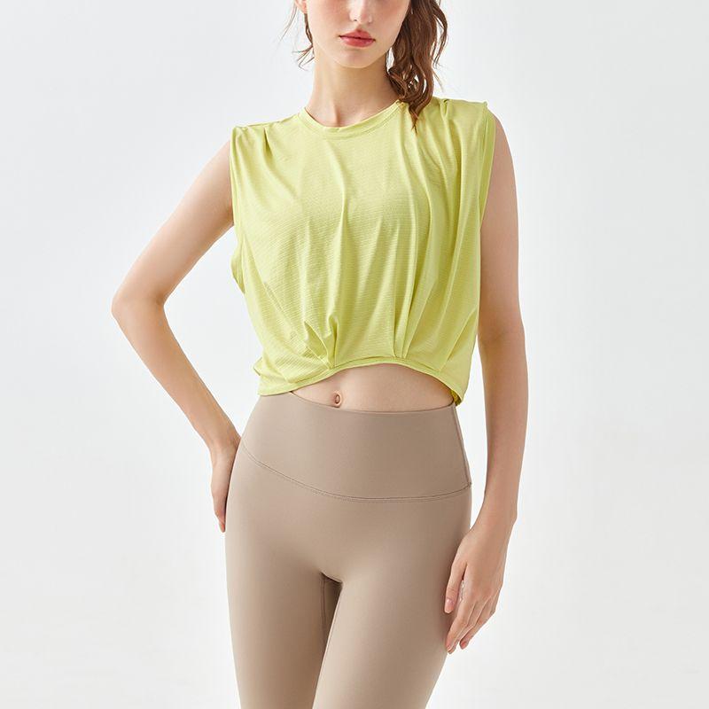 

Slimmo Безрукавная спортивная майка Женский сексуальный кроп-топ Короткий Прохладный Быстросохнущий Йога Бег Спортивная майка West Celery Juice Size M