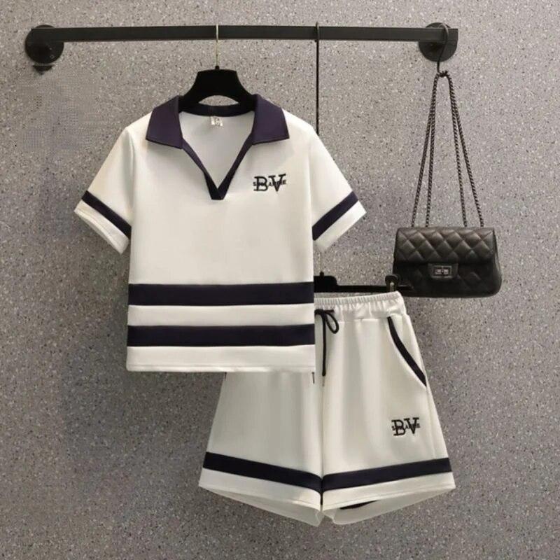 

Летние шорты с короткими рукавами и надписью для девочек, повседневный костюм-двойка для больших детей для студентов 120 белый