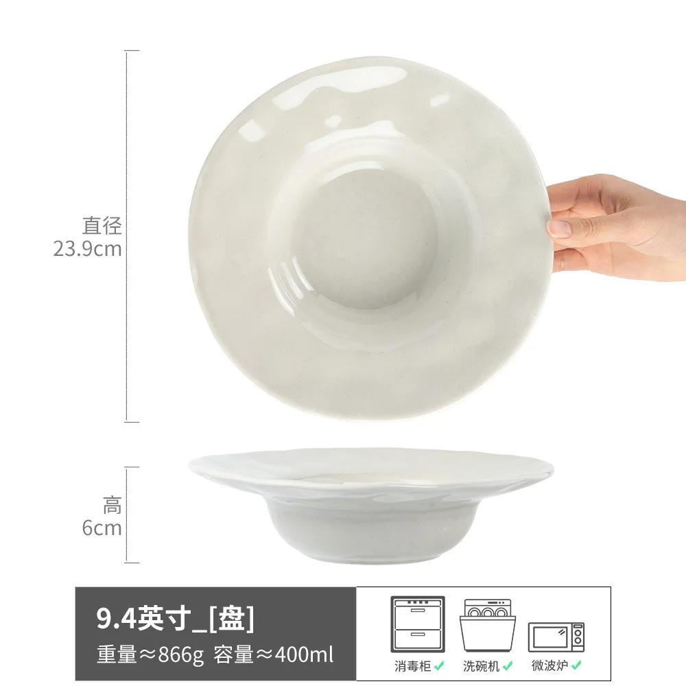 

Однотонная керамическая миска-шляпа из соломы, большая вместимость, миска для пасты, простая столовая посуда, миска для десерта, супа, кухонная утварь