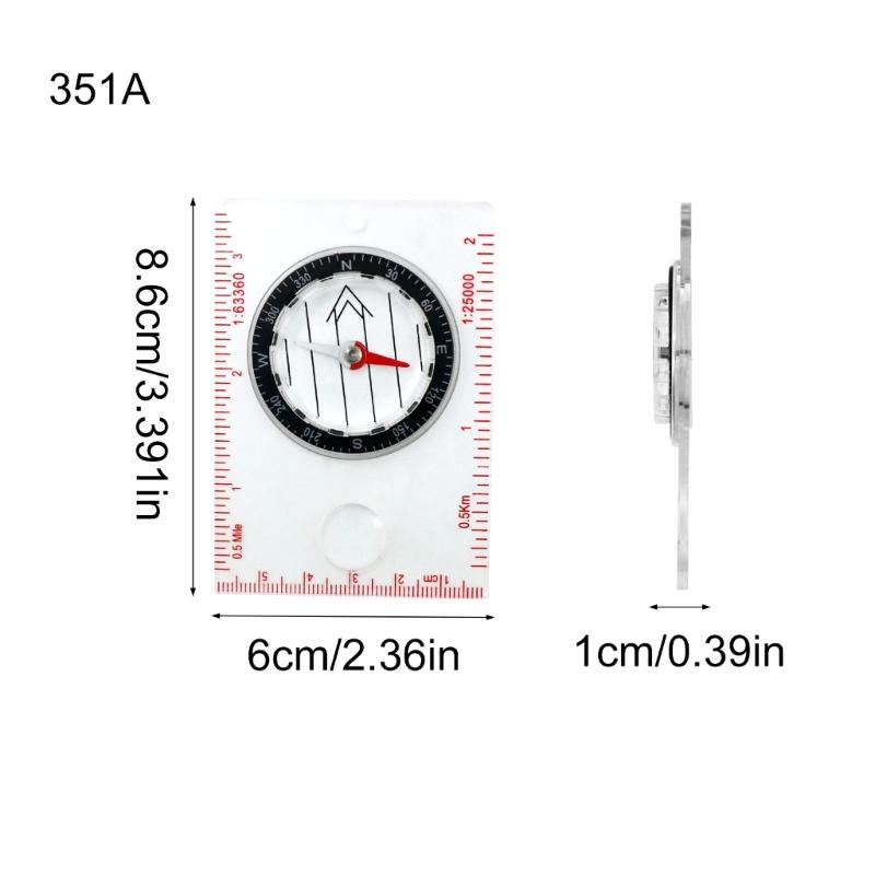 Orientation Compasses, Hiking Navigation Map Scale Ruler Compasses, Multifunctional Magnifier Compasses for Map Reading