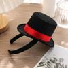Fascia Mini Cappello con Bordino in Nastro e Corpo Cappello Nero in Tessuto Non Tessuto per Costumi da Festa e Look per Servizi Fotografici a Tema