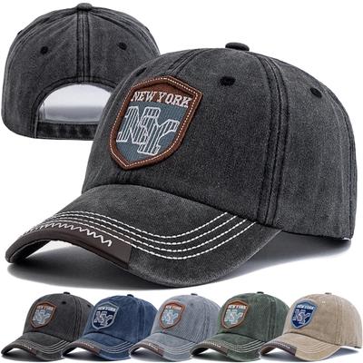 Nová unisex vintage praná bavlněná čepice NY Patch Baseballová čepice Retro New York Vyšívané čepice pro muže a ženy Venkovní táta čepice