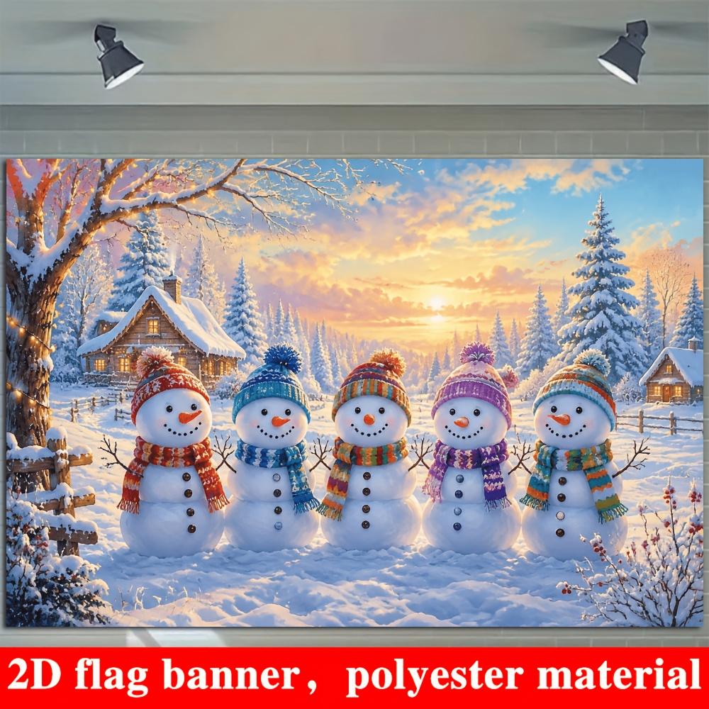 1Pcs Winter Snow Forest Cottage Snowmen Decoration Background Winter Backdrop For Photo Studio Photo Booth Party
