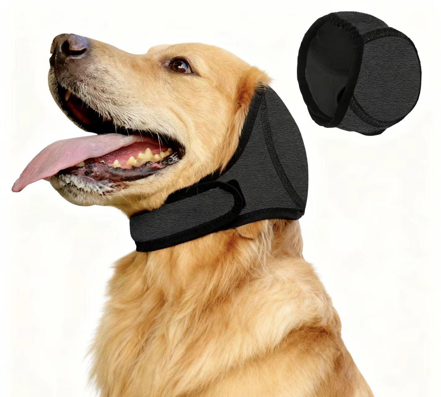 

2025 Успокаивающий капюшон для собаки от испуга: Водонепроницаемые, на липучках, противошумные (от грома) беруши для плавания S (25-38cm) чёрный