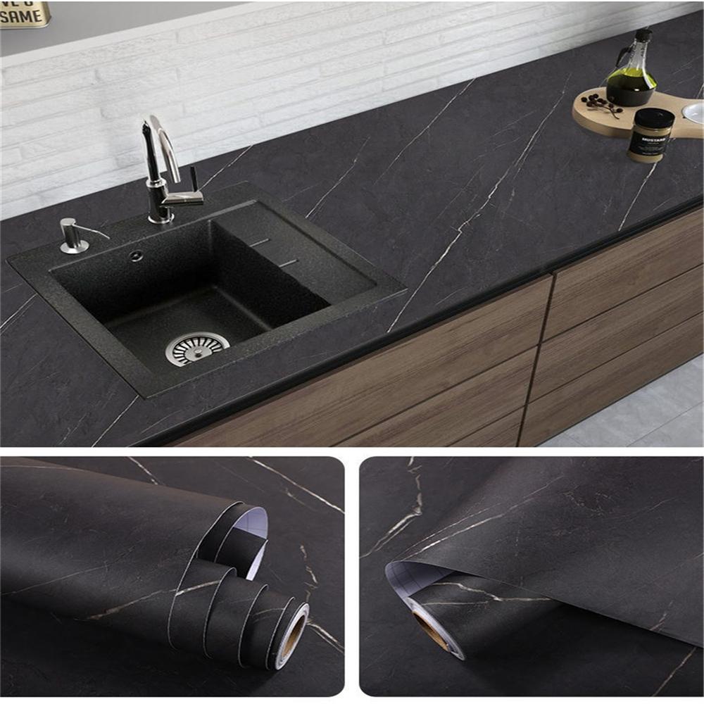 40cm Wide Matte Thick Self-Adhesive Contact Paper Waterproof Marble Wallpaper Furniture Kitchen Countertop Rock Wall Stickers
