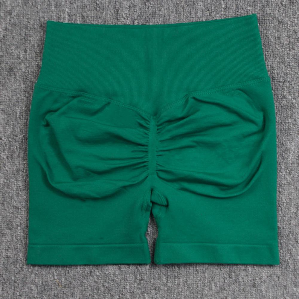 Women's High-Waist Seamless Yoga Shorts – Pleated Peach Butt Tummy Control, Summer Cycling & Running
