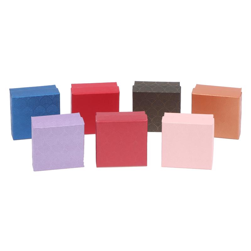 5Pcs 7X7Cm Cardboard Jewelry Packaging Box Necklace Earring Bracelet Box Paper Gift Storage Case With Black Sponge