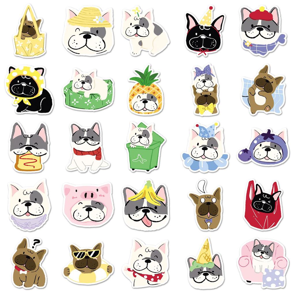 50 French Bulldog Graffiti Stickers for Camera, iPad, Fridge, Scooter
