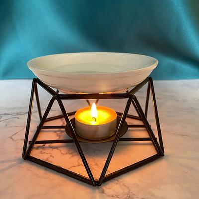 Zarter Geometrischer Design Keramik Teelichthalter Duftlampe, Ätherisches Öl Weihrauch Aroma Diffusor Ofen Heimdekoration