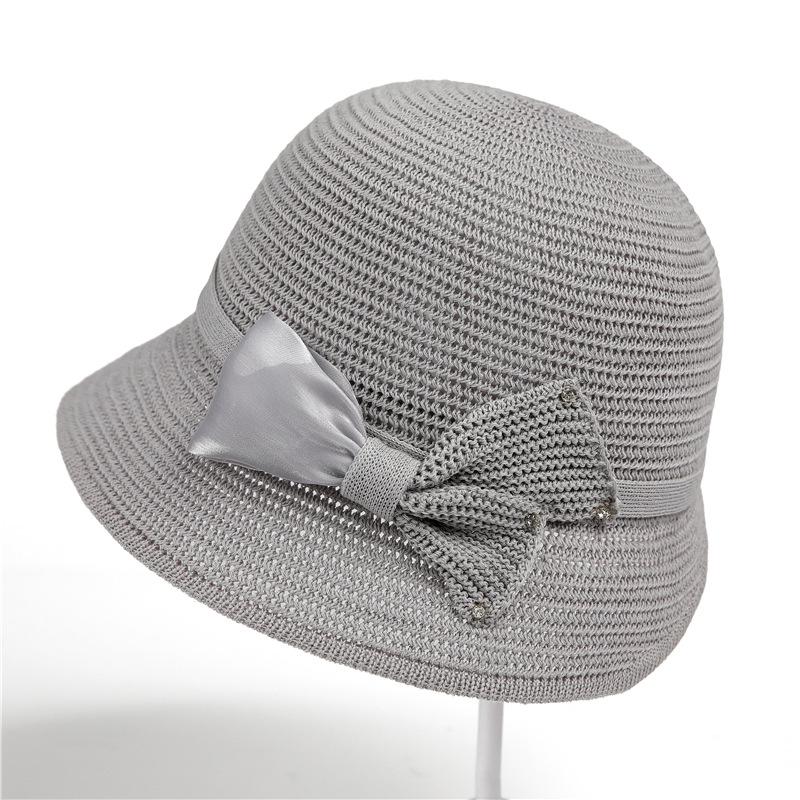

Женская летняя панама с бантом, дышащая солнцезащитная шляпа, стильная дорожная шляпа, британский стиль, элегантная женская шляпа от солнца M（56-58cm） серый