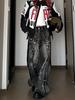 Unisex Retro Graffiti Wide-Leg Jeans: American High-Street Style
