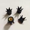 4x Crown Black Car Tire Air Valve Stem Screw Caps Cover Wheel Rims Accessories