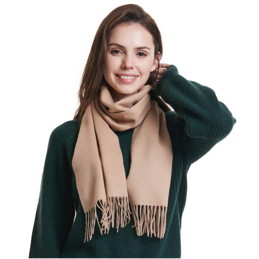EURKEA Cashmere Simple Perfect for Day or White Women's Scarf/Stole, 100% Cashmere, Design, Valentine's Day, KASHIMIA20-E (Camel)