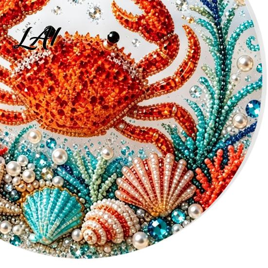 Artistic Home Decor Accessories Ocean Theme Pearl Art Hanging Ornament 2D Flat Acrylic Coastal Durable Sea Life Suncatcher Beaded Pattern