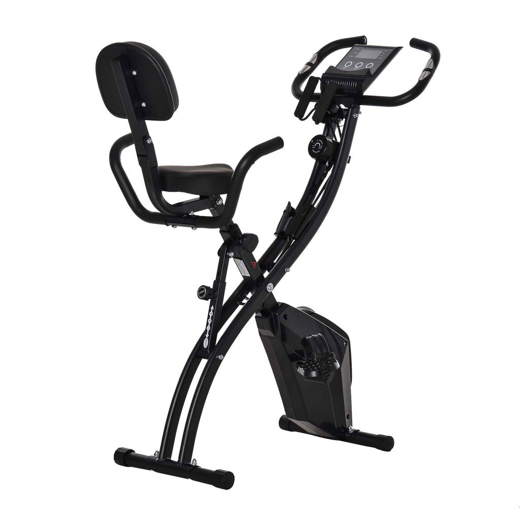 HOMCOM Foldable Exercise Bike, 8 Levels of Magnetic Resistance, Hand Pulse Sensors