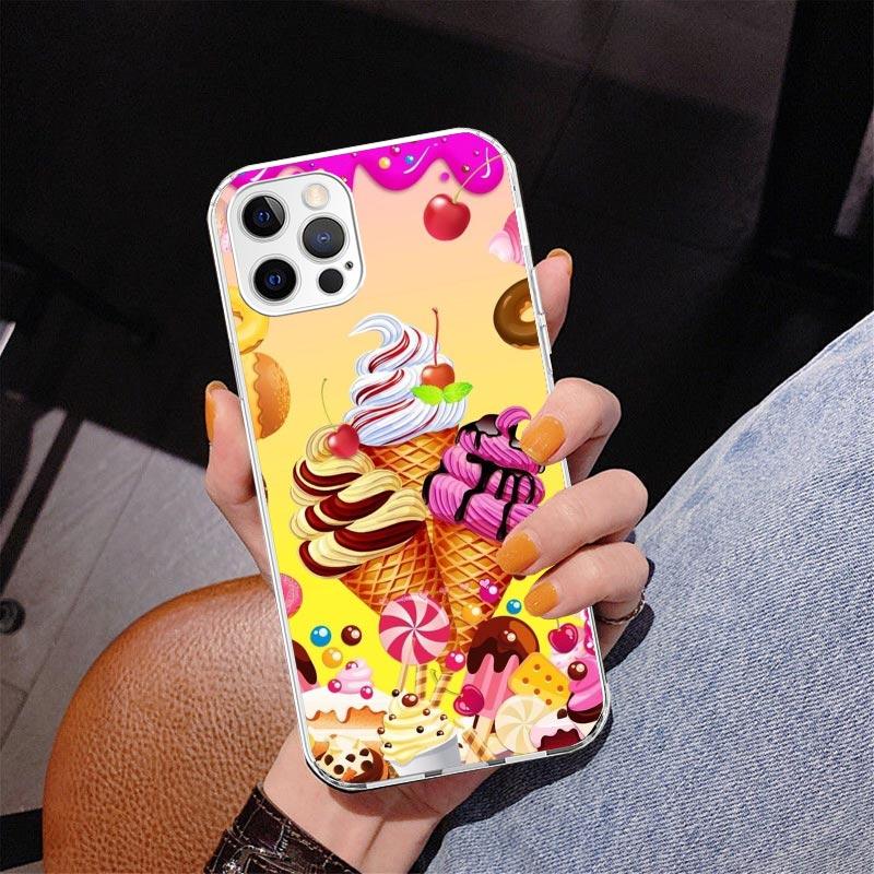 Macaron Ice Cream Cake Doughnut Phone Case For iPhone 17 Air 16 Pro Max 16E 15 + 14 Plus 11 12 13 Mini 7 8 SE Gift Print Cover F