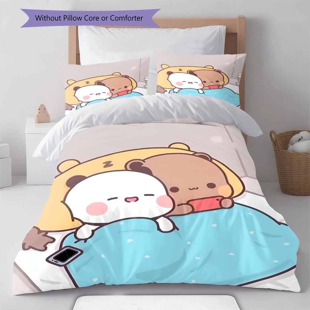 Set Copripiumino Trapuntato con Motivo Anime Federe Decorazione Casa Regalo di Compleanno (1 * copripiumino + 2 * federa, senza nucleo)