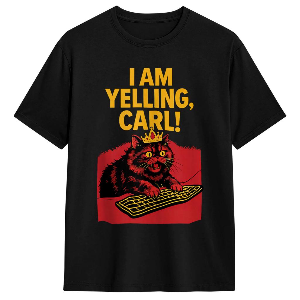 I Am Yelling Carl Screaming Cat Meme T Shirt Harajuku Tshirts Shortsleeve Vintage Tops Summer 100 Cotton 4xl 5xl 6xl Tees