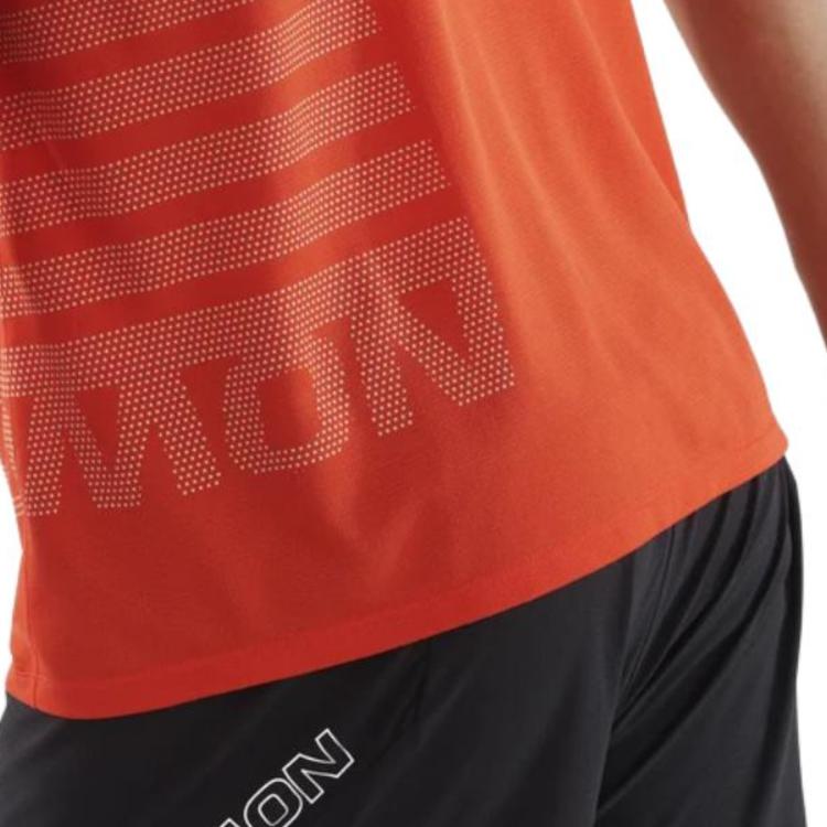 Salomon Sense Aerographic Anti-Odor Breathable Quick-Dry Running T-Shirt Men Tops Cherry-Tomato Rainy-Day LC2319400