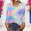 Women Plus Size Long Sleeve Blouse Abstract Peacock Feather Dot Print Round Neck Casual Loose Pullover For Daily Wear