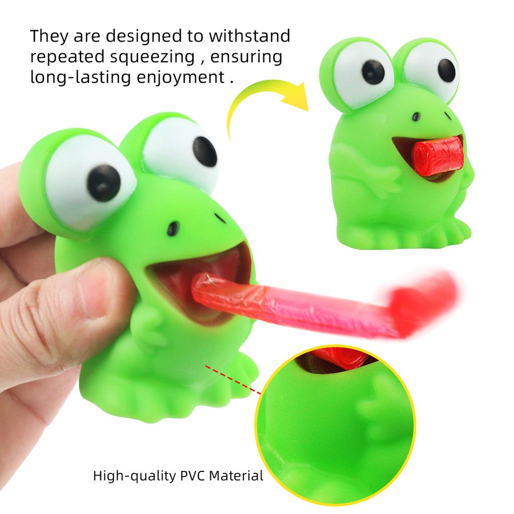 Creative and Humorous Tongue Sticking Frog Emits Sound To Vent, Squeezes and Screams, Pinches Music, and Pranks Toys