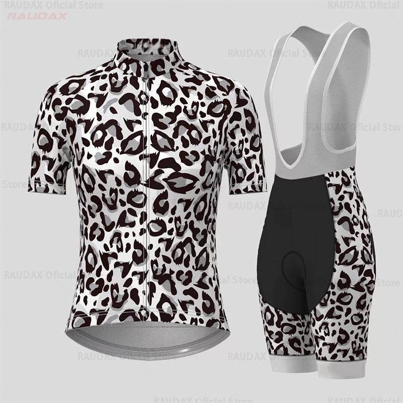 

Women Clothing Sets Leopard Print Cycling Shorts Clothes Mountain Bike Bicycle Set Sportwear 2026 Summer Short Sleeved Breathable Cycling Suit Set M