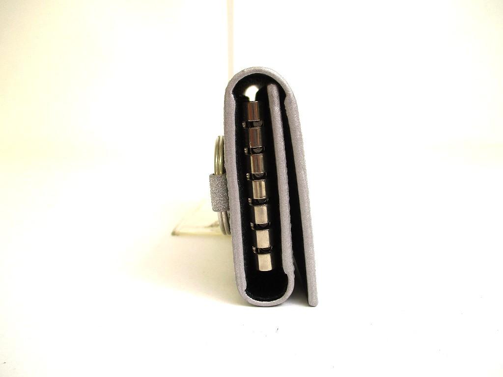 Authentic BALENCIAGA Gray Glitter Leather Silver H/W 6 Pics Key Chain #a936  Refurbished