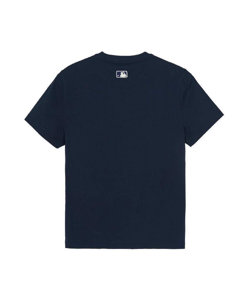 Emelbi Serif Small Lettering Logo Regular Fit Short Sleeve T-Shirt Det (Navy)