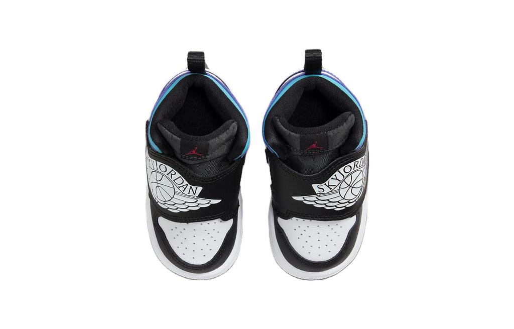Jordan Air Jordan 1 SKY Comfortable Cushioning, Wear Resistant Mid top Toddler Shoes Black White Infant And Toddler BQ7196-154