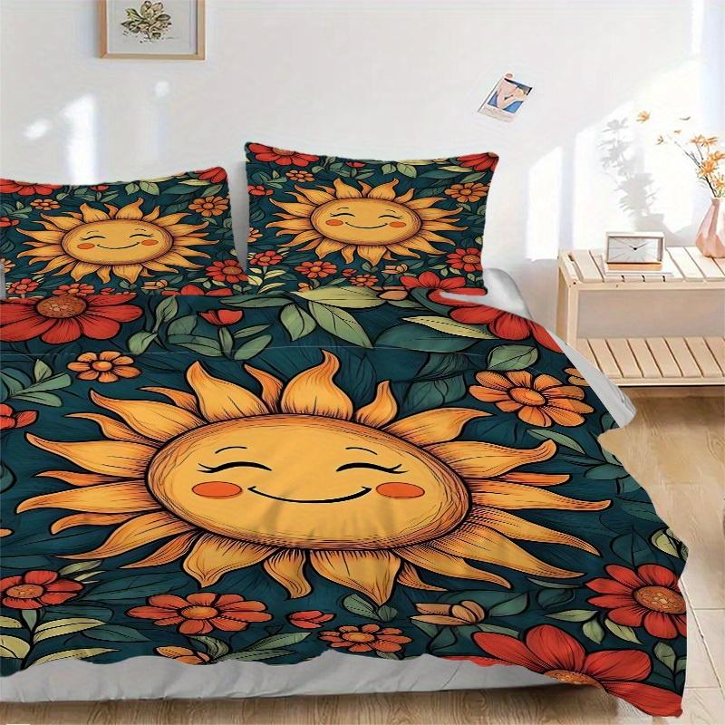 

3pcs Sunflower Bedding Set, Suitable for Bedroom Decoration, (Includes 1 Duvet Cover And 2 Pillowcases, Quilt Not Included) yy250822177 135x200cm