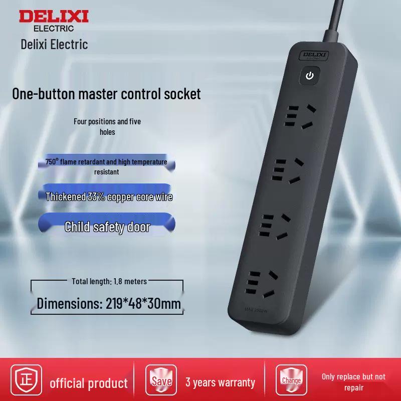 Delixi Multi-Function Extension Cord Power Strip for Home/Dorm with Multi-Socket Converter