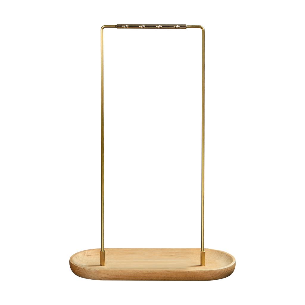Metal Chinese Brush Pen Holder with Wooden Base Brass Calligraphy Rest Ink Hanger 8 Needles Writing Brush Holder