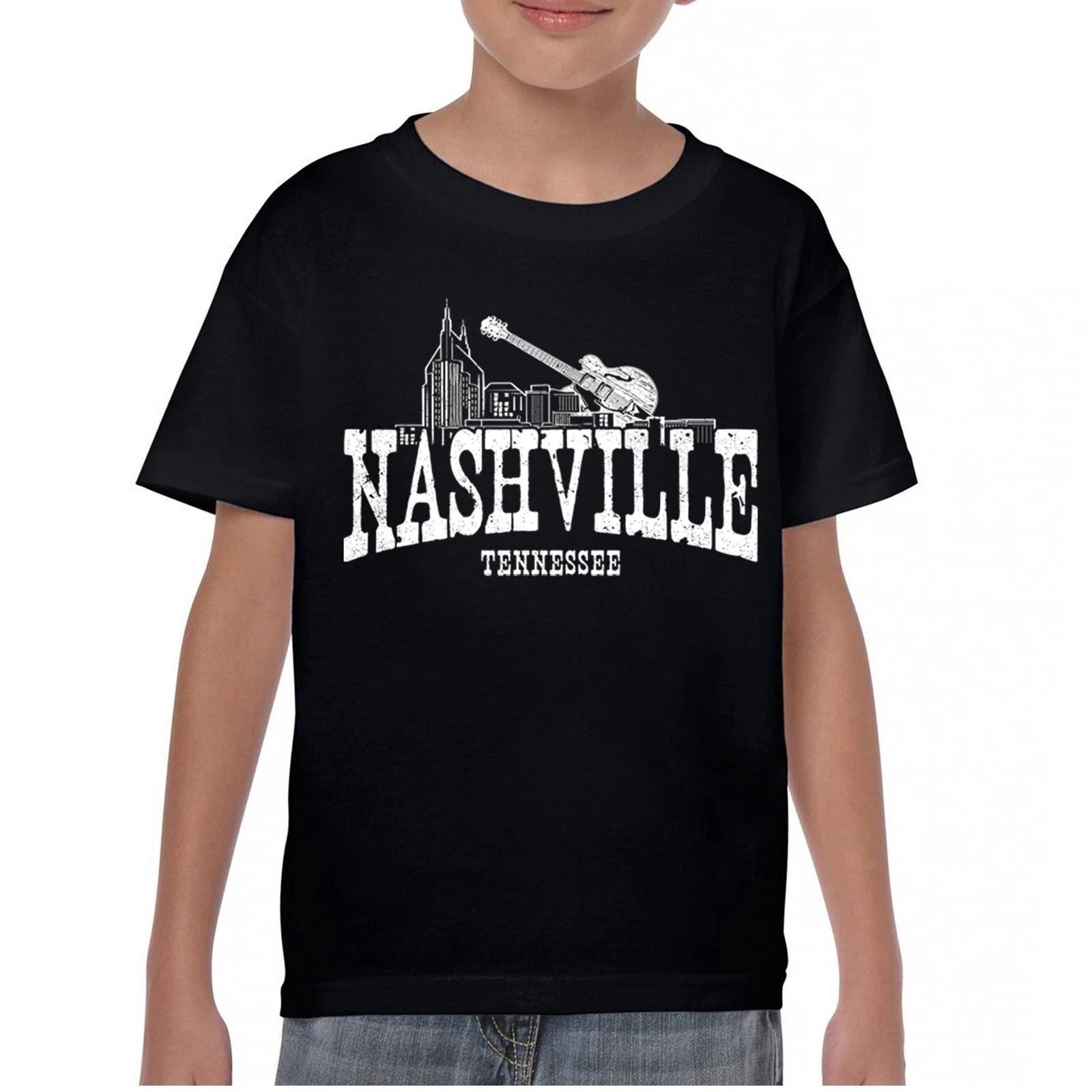 Nashville Tennessee Youth kids boys T-Shirt Skyline Guitar Music City Shirt Kids 110