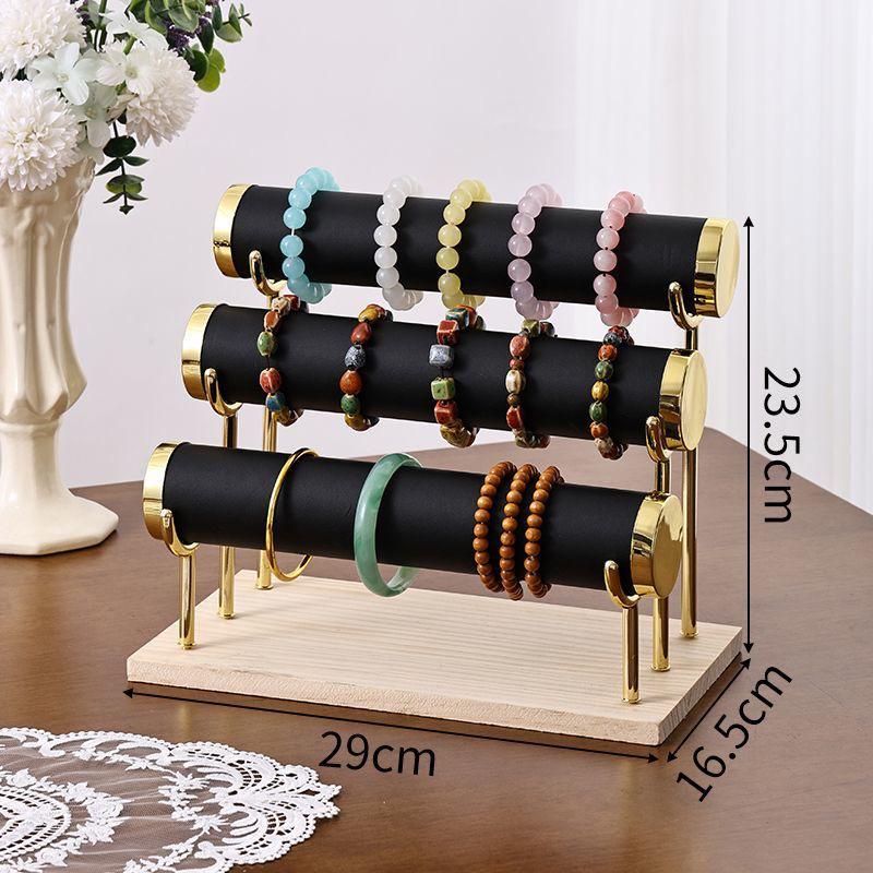 Premium Solid Wood Triple Layer Jewelry and Bracelet Display Stand