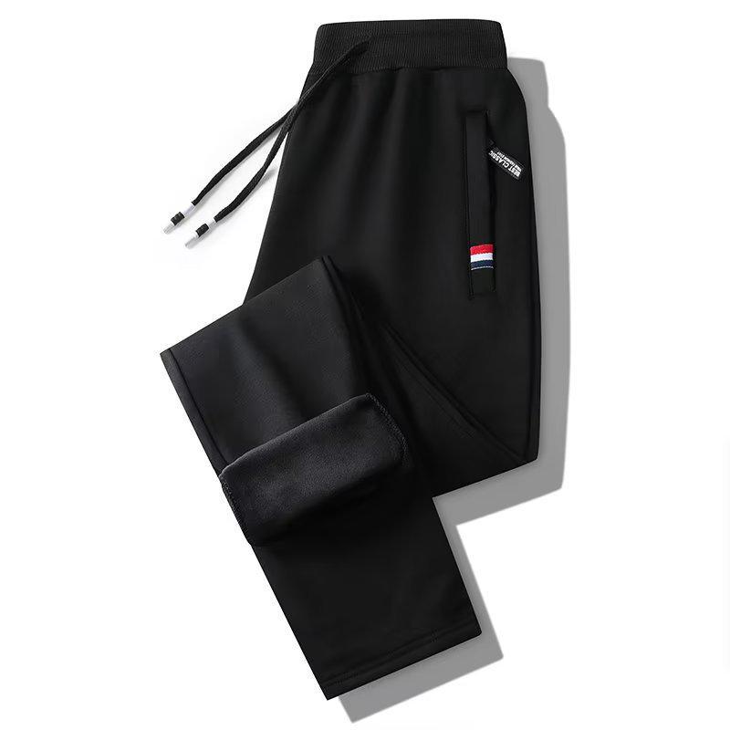 2024 Velvet Thickened Men's Loose Casual Zipper Sweatpants for Autumn and Winter