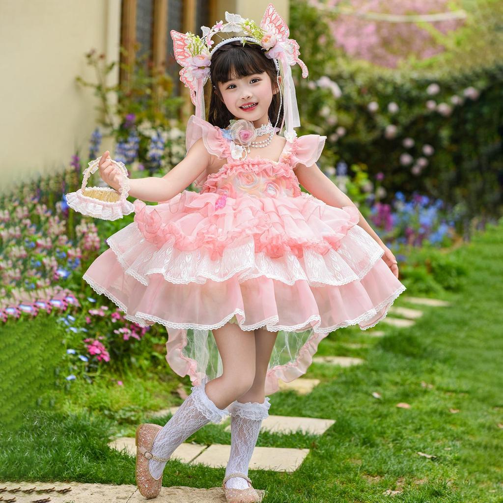 Summer 2026 Little Girl Lolita Rose Goddess Birthday Party Dress